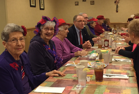 Ricardo’s Restaurant hosting a small private luncheon party of 25 diners for the Red Hat Society.